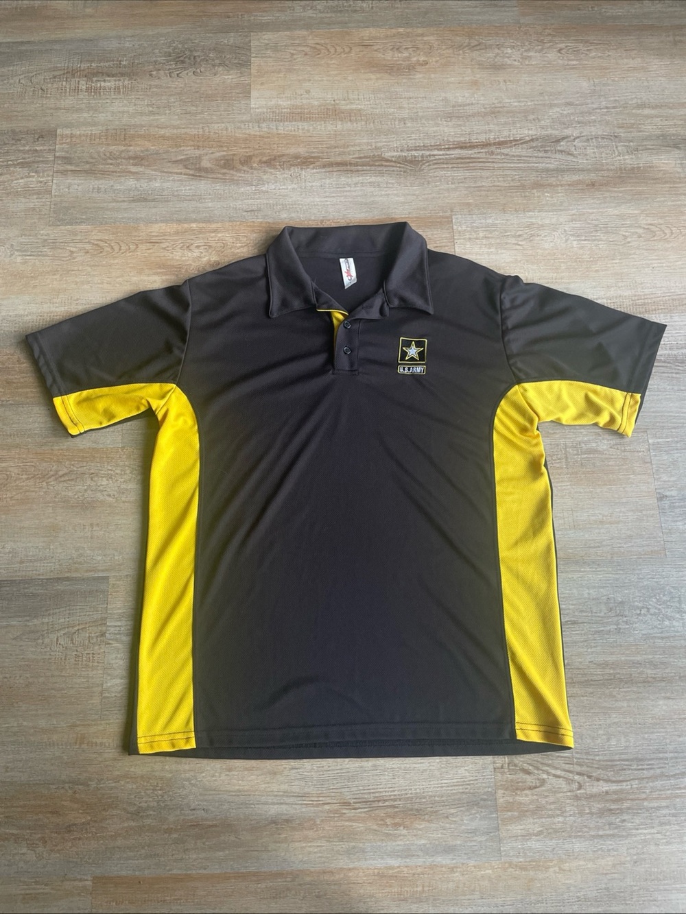 US Army Polo Shirt Mens Size L Black Yellow Expert Performance
